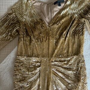 Aidan Mattox Gold Sequence Dress